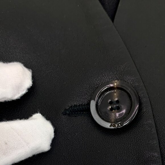 Christian Dior Black Lambskin Single-Breasted Long-Sleeve Belted Jacket Coat Siz - Picture 3 of 8